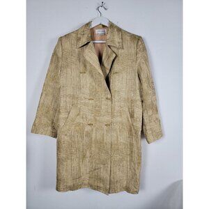 Vera Cristina Women's Double Breasted Mid-Length Coat Size Medium Silk Elegant